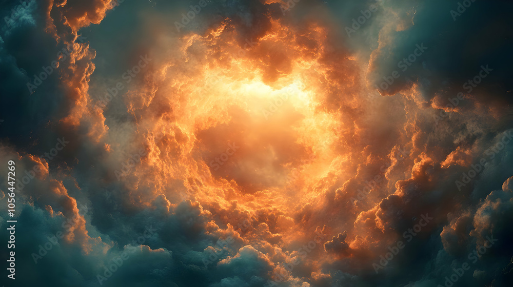 Fototapeta premium Fiery Cloud Formation Abstract Background