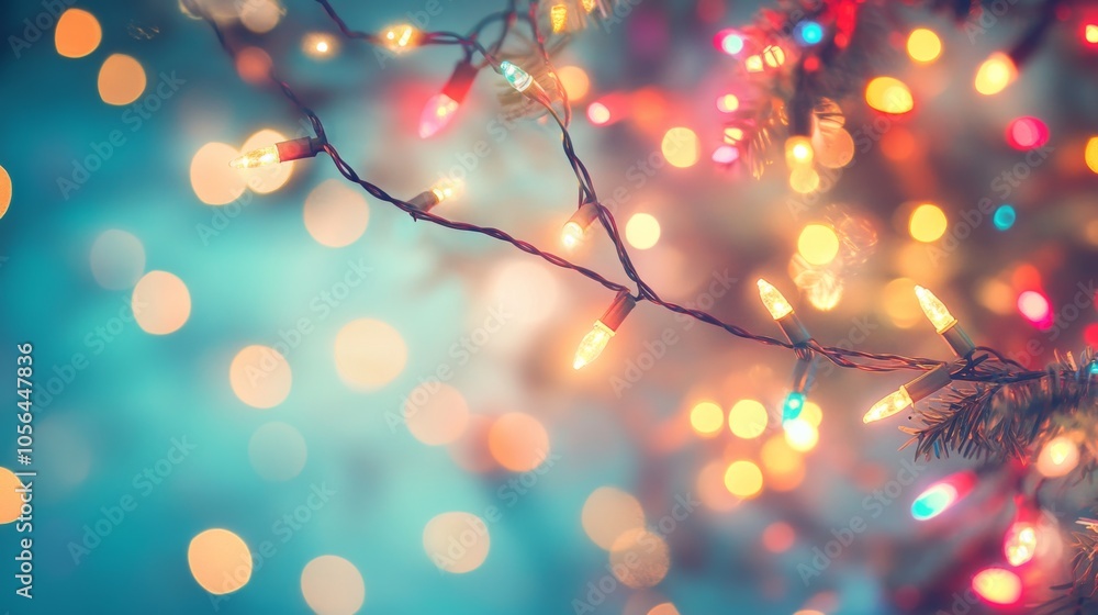 Vibrant Twinkling Holiday Lights in Natural Setting Vibrant Twinkling Holiday Lights in Natural Setting