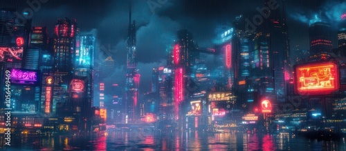 Cyberpunk Cityscape - Neon Lights and Fog