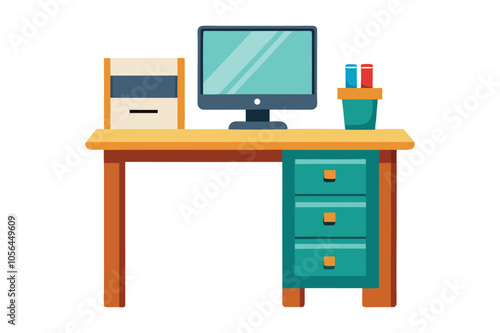 Office interior concept. Modern business workspace with office furniture chair, des.