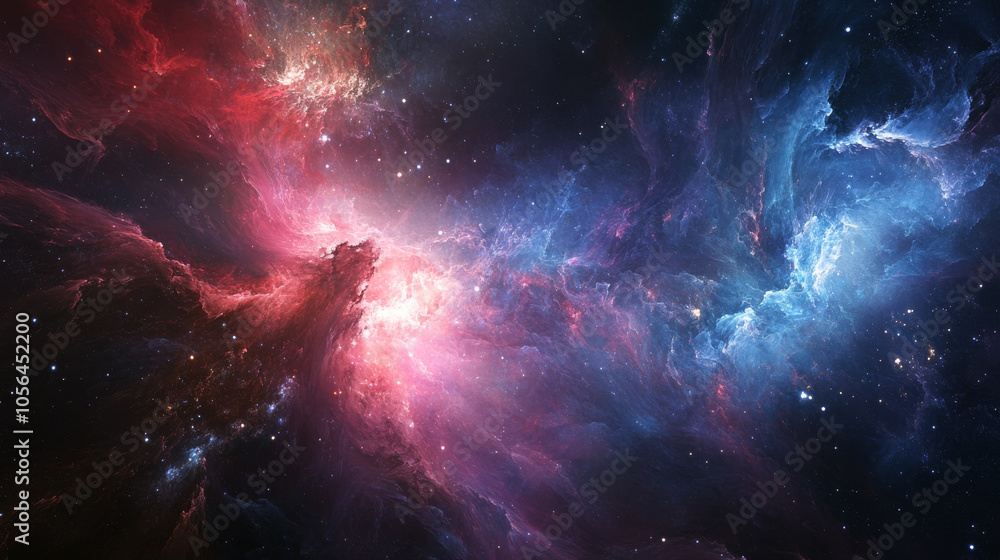 Obraz premium Vivid Cosmic Nebula in Deep Space