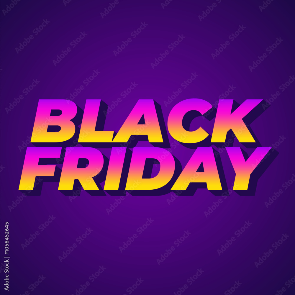 Black friday. Text effect in full colors with three dimensions style, for social media ads Black friday. Text effect in full colors with three dimensions style, for social media ads