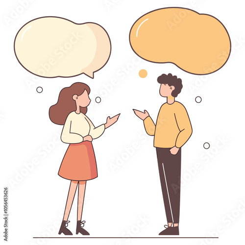 Friendly Chat Between a Boy and Girl with Speech Bubbles