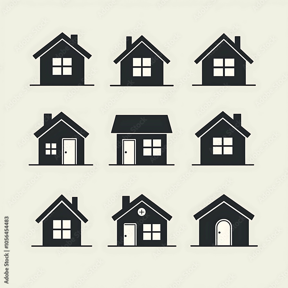 set of black houses icons set of black houses icons
