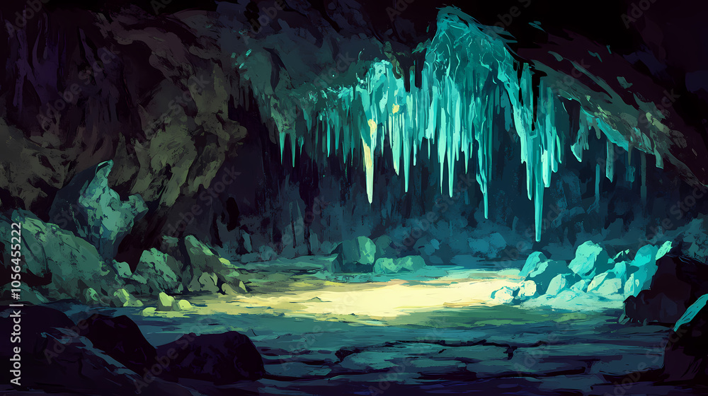 Cave in the cave. Cave with Stalactites. Illustration Cave in the cave. Cave with Stalactites. Illustration