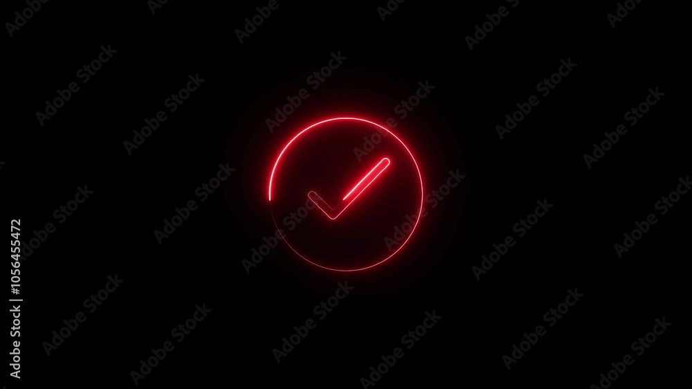 Glowing Neon Check Mark Icon Animation. Yes, Neon Tick Mark Symbol. Glowing Neon Check Mark Icon Animation. Yes, Neon Tick Mark Symbol.