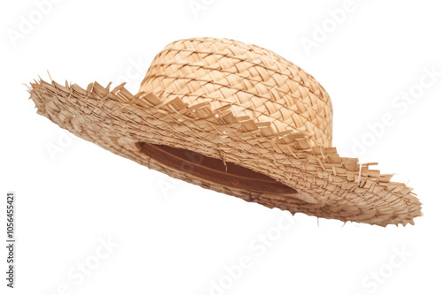 High-Quality PNG Retro farming fashionable straw hat Isolated on White Background – High Resolution