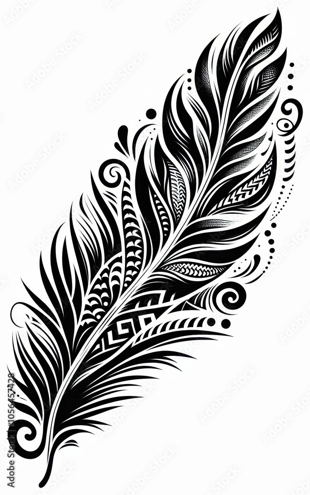 Obraz premium TRIBAL TATOO トライバル タトゥ 刺青 羽 羽毛