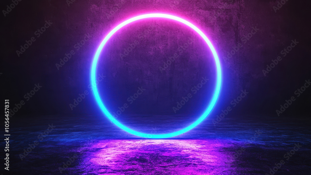 glowing neon circle in vibrant colors creates captivating atmosphere glowing neon circle in vibrant colors creates captivating atmosphere