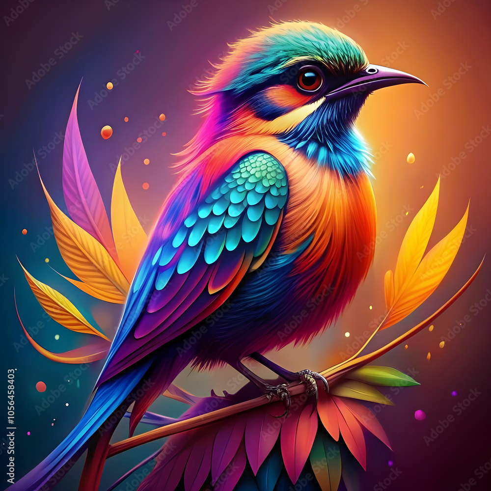 Obraz premium colorful bird illustration gradient
