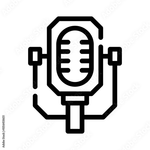 Vintage Microphone line icon