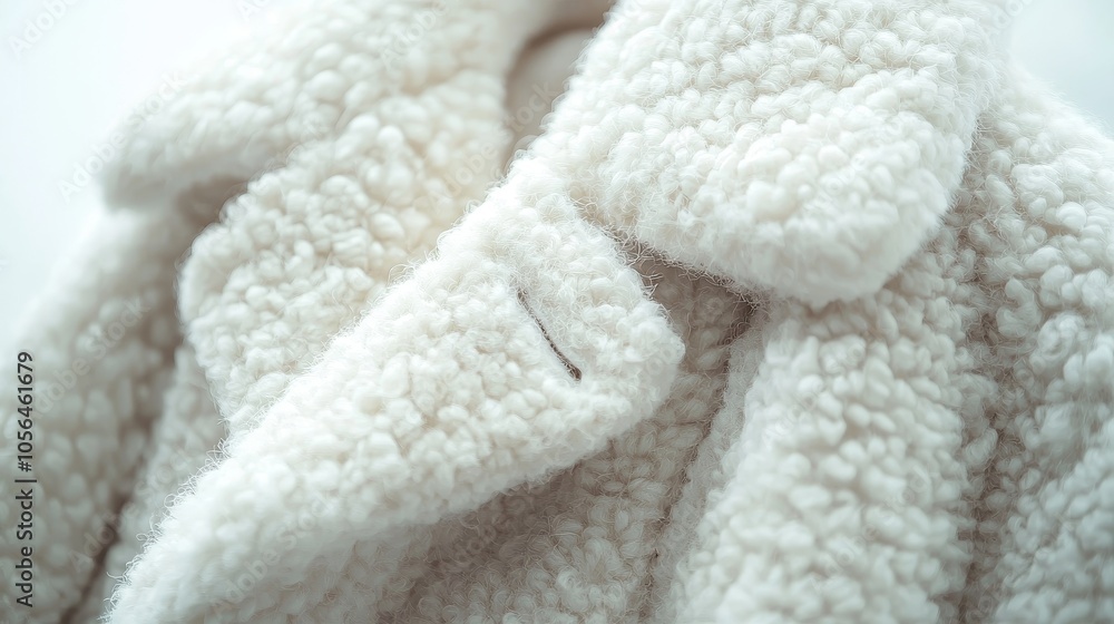 Close-up of a fashionable white wool coat, isolated on white background, soft texture and modern design, perfect for winter fashion advertisement, minimalist style Close-up of a fashionable white wool coat, isolated on white background, soft texture and modern design, perfect for winter fashion advertisement, minimalist style