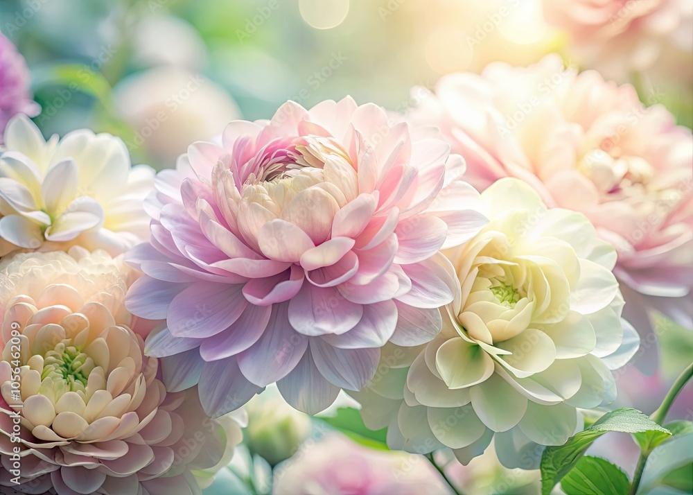 Obraz premium Pastel Bloom: Macro Photography of Delicate Floral Details for Nature Lovers and Garden Enthusiasts