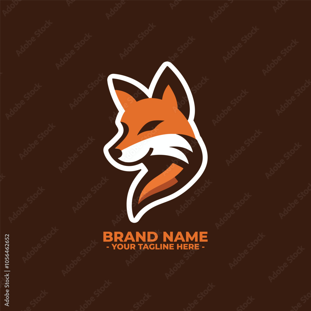 a flat logo of a fox with sharp, a flat logo of a fox with sharp,