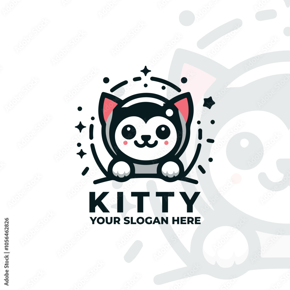 a flat logo of a playful cat a flat logo of a playful cat