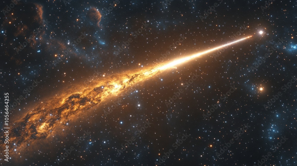 Shooting star with a long, bright tail crossing the Milky Way generative ai Shooting star with a long, bright tail crossing the Milky Way generative ai