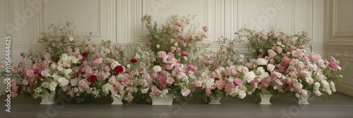 A vibrant arrangement of assorted flowers in elegant vases, showcasing beauty and artistry.