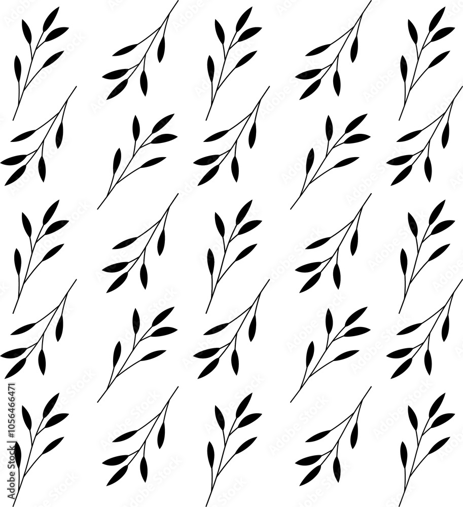 Vector botanical seamless pattern with textured hand drawn twigs. Vector botanical seamless pattern with textured hand drawn twigs.