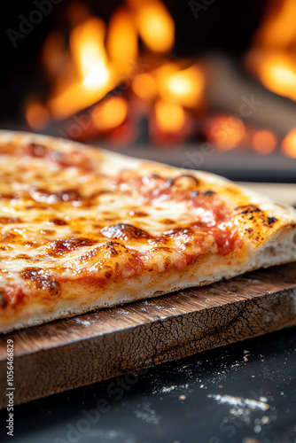 Wallpaper Mural A closeup view of perfectly charred and crisp wood-fired pizza crust with melting cheese and rich tomato sauce Torontodigital.ca