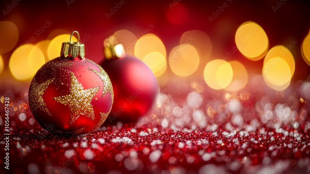 A red holiday background with an empty space for text, Christmas decorations ornament concept. A red holiday background with an empty space for text, Christmas decorations ornament concept.