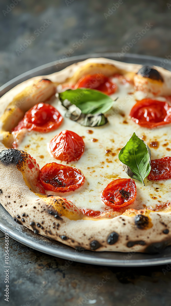 Delicious neapolitan pizza with fresh tomatoes and basil a culinary delight