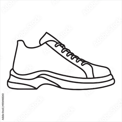 single one line shoes silhouette on white background
