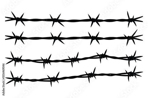 Barbed Wire silhouette | isolated vector silhouette illustration on white background