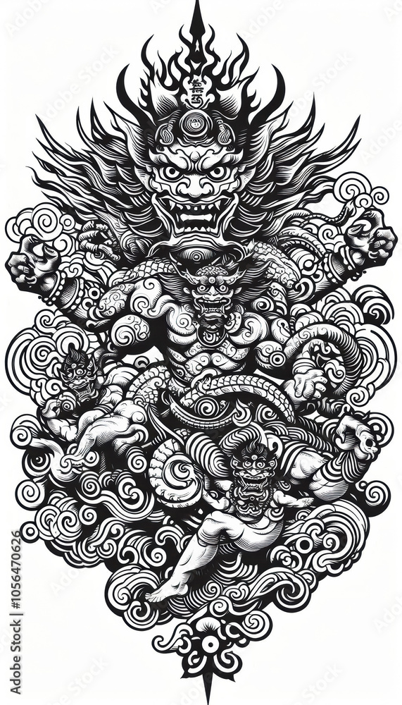 Fototapeta premium TRIBAL TATOO トライバル タトゥ 刺青 鬼