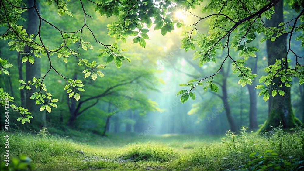 Obraz premium A serene and peaceful forest glade with silver-tinged leaves and branches, trees , tranquility, foliage , leaves , silver