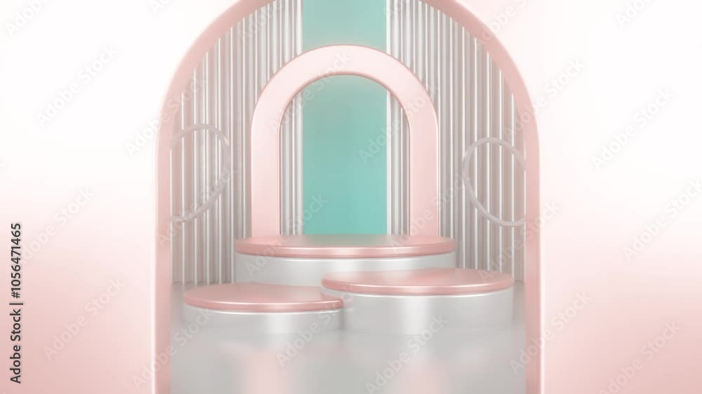 3d white platforms on pink background. Empty space to showcase your beauty product. Three dimensional illustration 3d white platforms on pink background. Empty space to showcase your beauty product. Three dimensional illustration