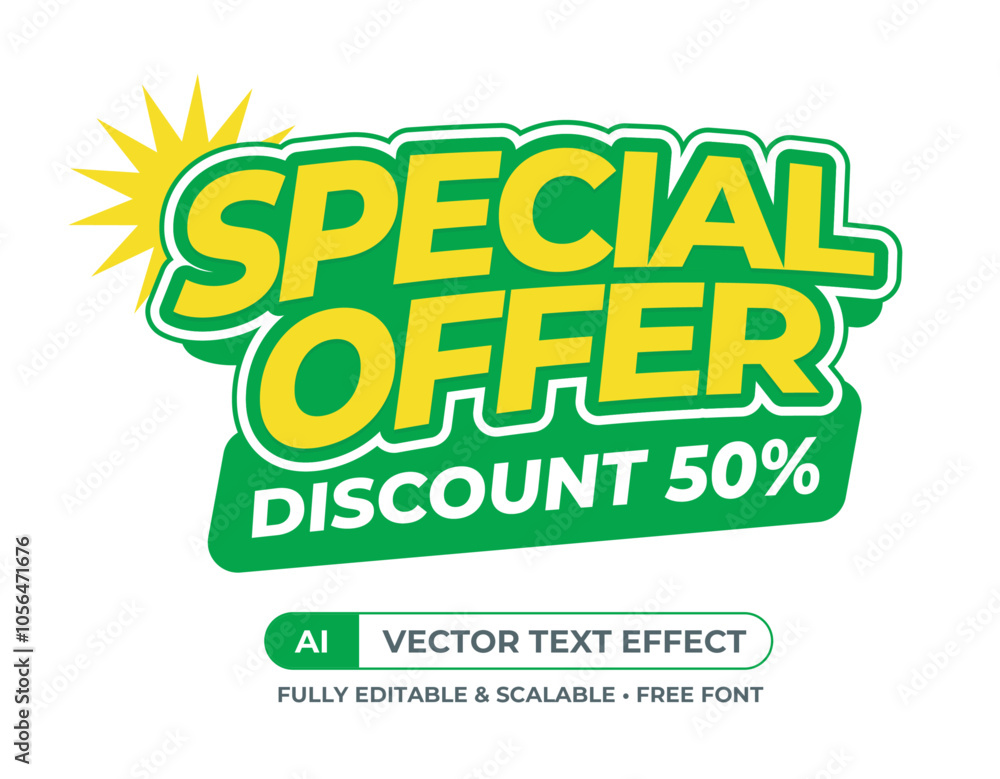 Fototapeta premium editable text effect special offer green yellow