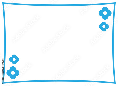 シンプルな花柄の飾り枠 青