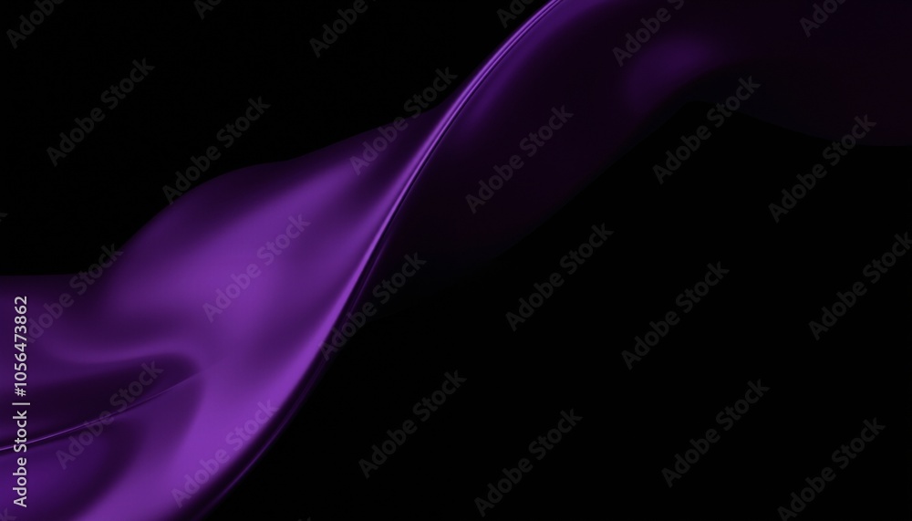 Flowing Purple Fabric Creating Soft Waves on a Dark Background