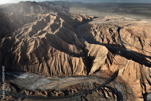 Aerial view of Taklamakan Desert in Xinjiang, China photo