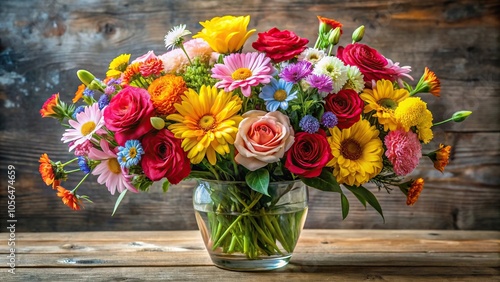 Wallpaper Mural A stunning bouquet of mixed colorful flowers including roses, carnations, and daisies in a decorative vase, flowers, bouquet, carnations, blooms, roses Torontodigital.ca