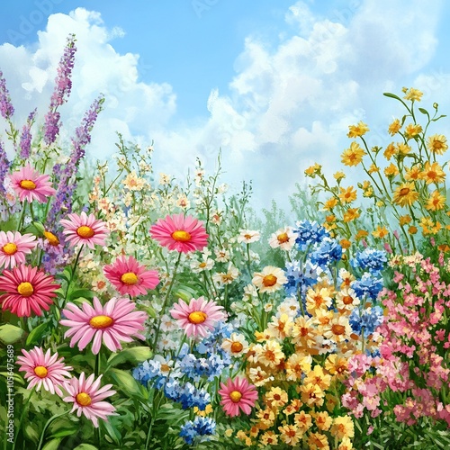 summer background garden full of colorful flowers