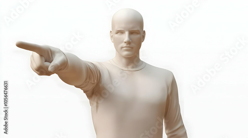 3D Render of a Man Pointing with Finger