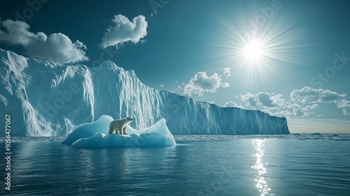 Polar bear standing on  a m...