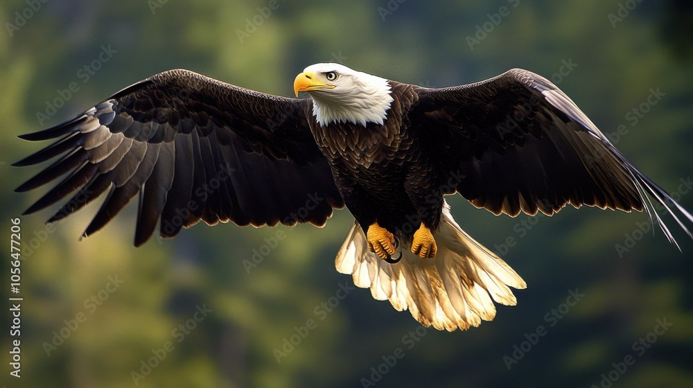 A majestic eagle soaring with outstretched wings in nature. A majestic eagle soaring with outstretched wings in nature.