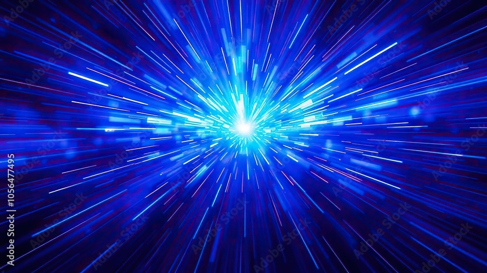 Obraz premium Blue light burst explosion with vibrant shades of blue and sharp rays of light, digital, shades
