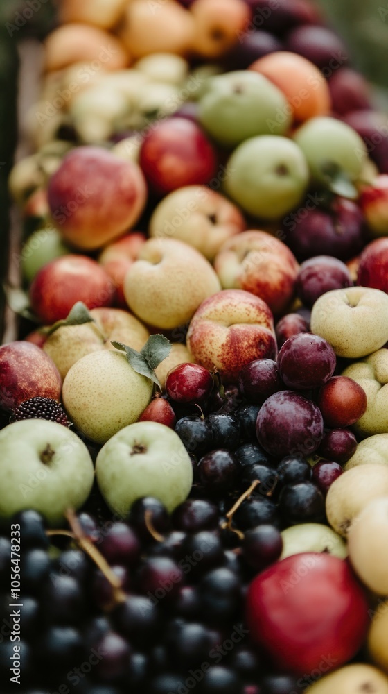 A vibrant assortment of apples and grapes displayed together, showcasing fresh produce. A vibrant assortment of apples and grapes displayed together, showcasing fresh produce.