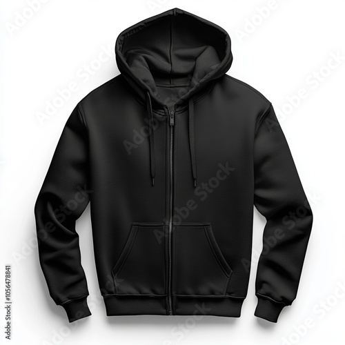 realistic high quality color black zip hoodie mockup isolated