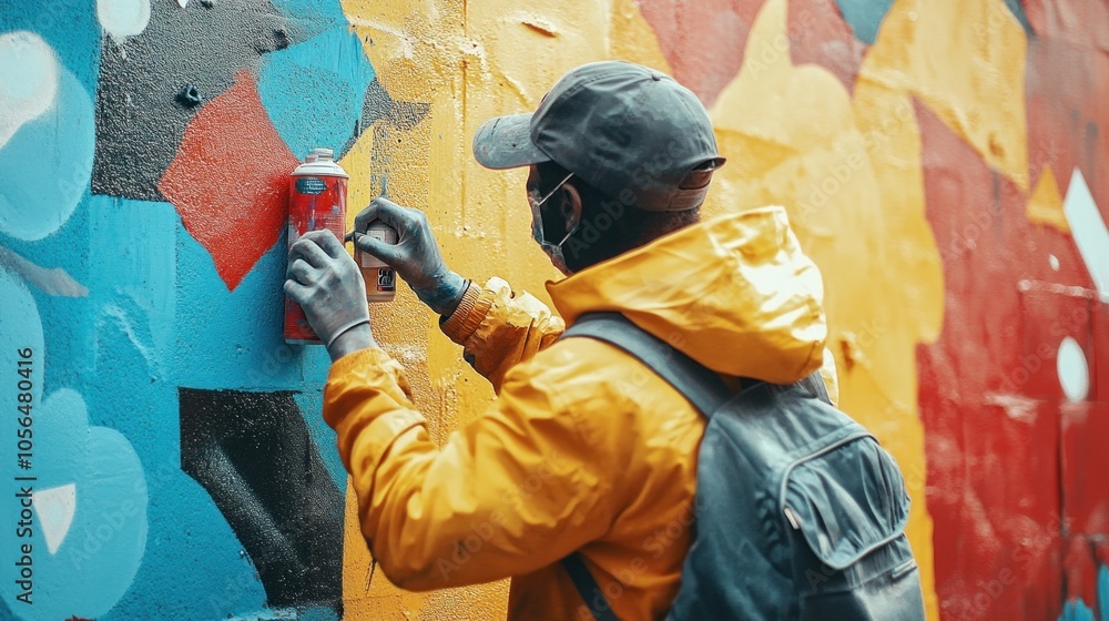 Fototapeta premium Street Artist Painting a Mural