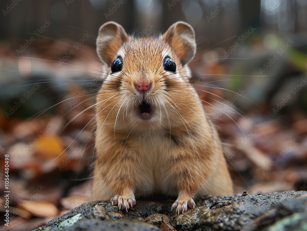 Adorable Chipmunk Close-Up in Autumn Forest Adorable Chipmunk Close-Up in Autumn Forest