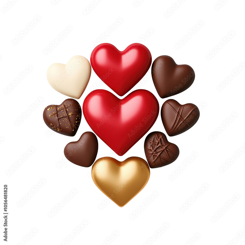 Heart-shaped chocolate candies, a sweet symbol of love and romance for Valentine's Day Heart-shaped chocolate candies, a sweet symbol of love and romance for Valentine's Day
