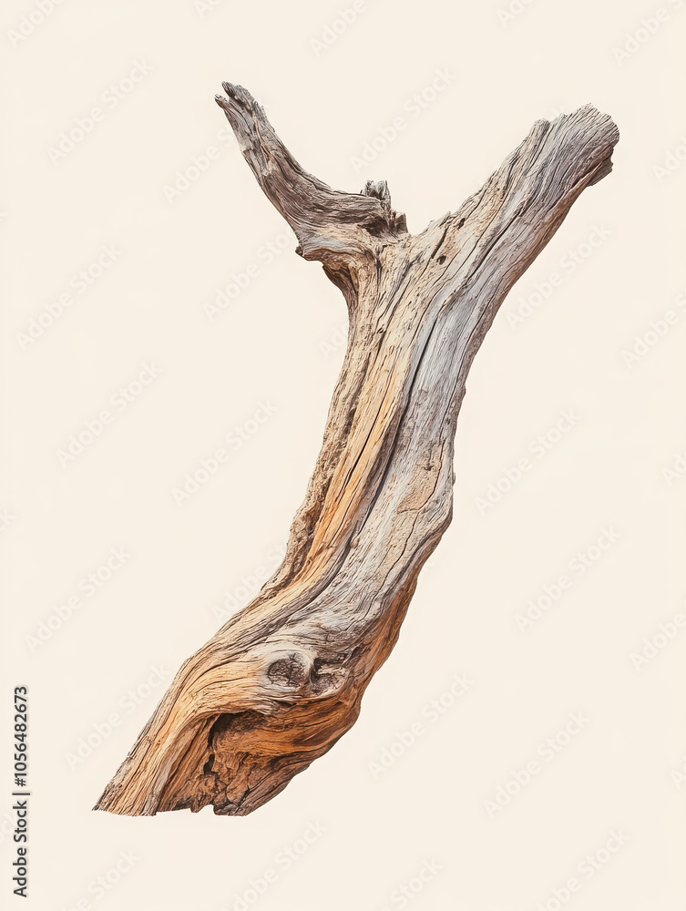 A textured piece of driftwood with intricate patterns and natural hues. A textured piece of driftwood with intricate patterns and natural hues.