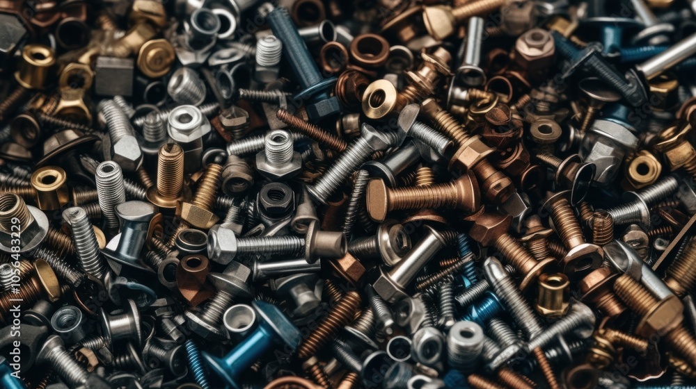 A Close-Up of a Pile of Metal Fasteners A Close-Up of a Pile of Metal Fasteners