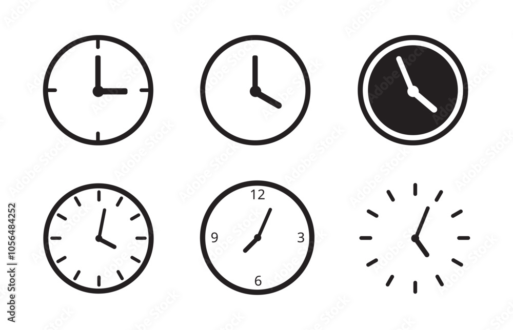Wall clock. Simple wall clock. Classic design wall clock. Analog clock. time icon. Vector illustration Wall clock. Simple wall clock. Classic design wall clock. Analog clock. time icon. Vector illustration
