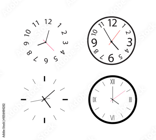 Wall clock. Simple wall clock. Classic design wall clock. Analog clock. time icon. Vector illustration