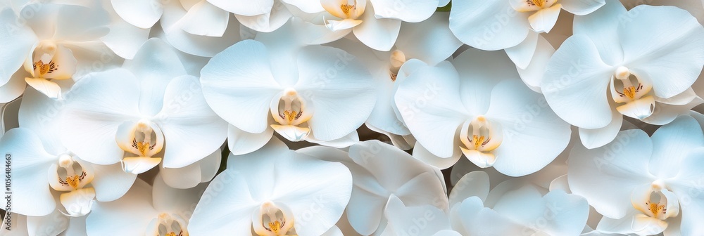 A close-up of delicate white orchids with subtle yellow accents, showcasing their beauty. A close-up of delicate white orchids with subtle yellow accents, showcasing their beauty.